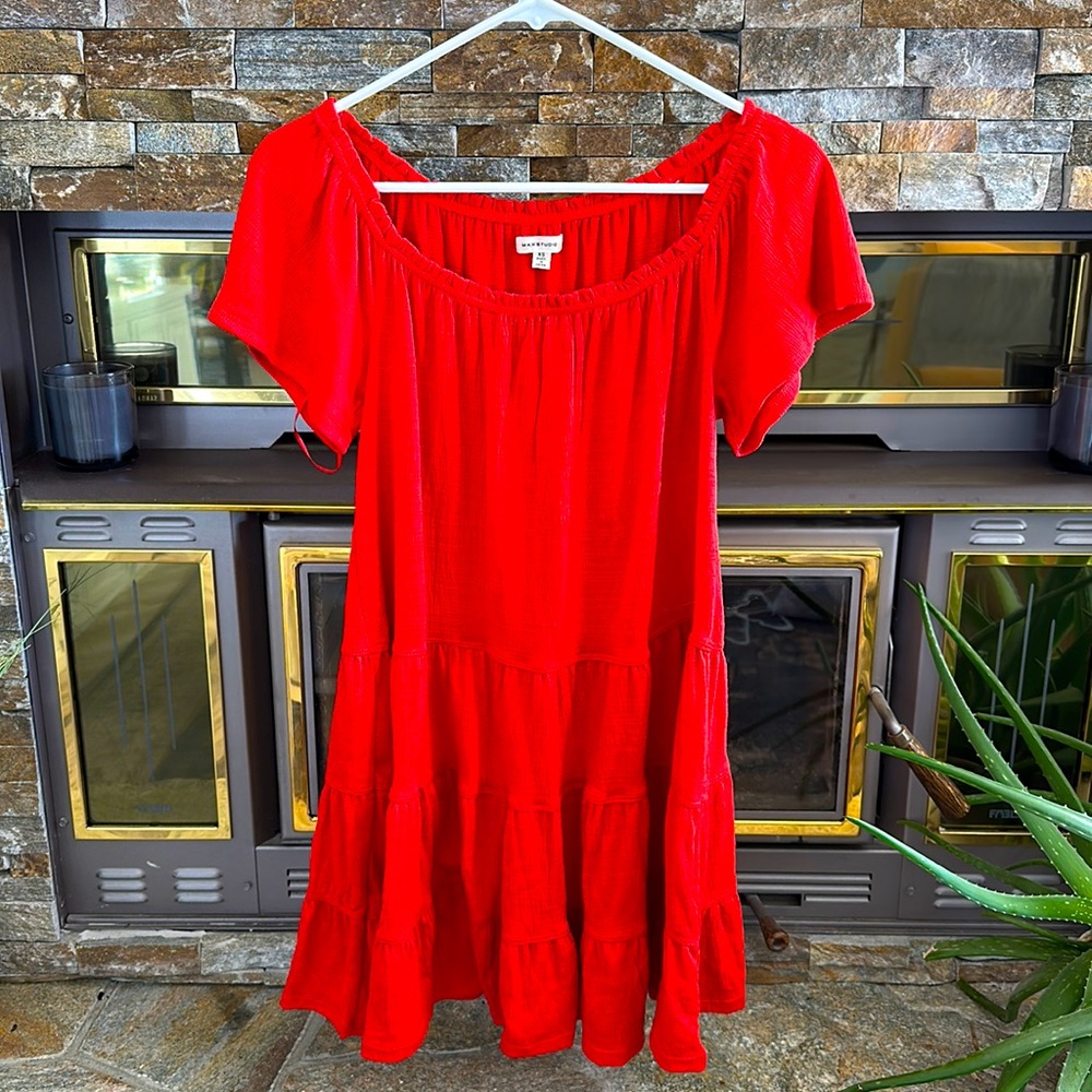 Max Studio Red Babydoll Dress.